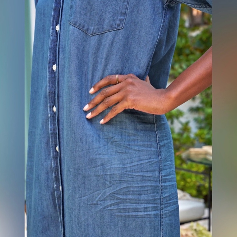 frank & eileen rory maxi shirt dress famous denim vintage stonewashed indigo L - Picture 3 of 10
